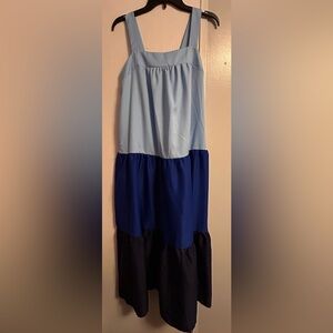 SHEIN Blue Tiered Bubble Midi Dress for Casual Occasions